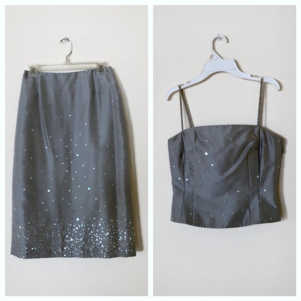 Elegant Formal Dress (2 piece), Silver sequence dress